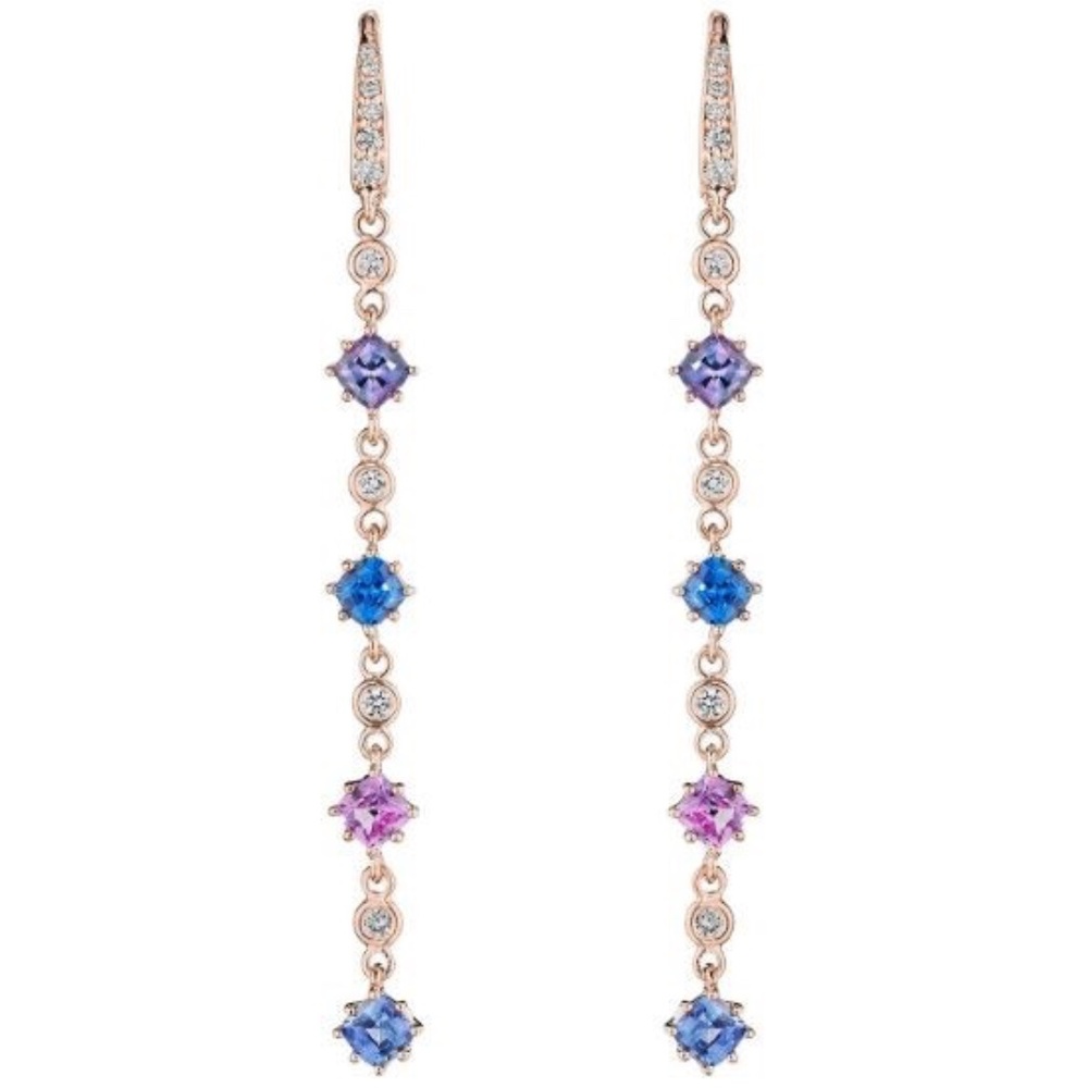 PENNY PREVILLE 18K Rose Gold "Watercolor" Sapphire & Diamond Drop Earrings $6625